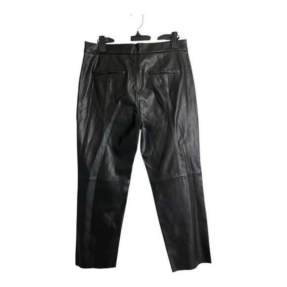 NWT Zara Basic Pants Pleather Cropped Small Black Faux Leather Straight Leg HR - Picture 5 of 6